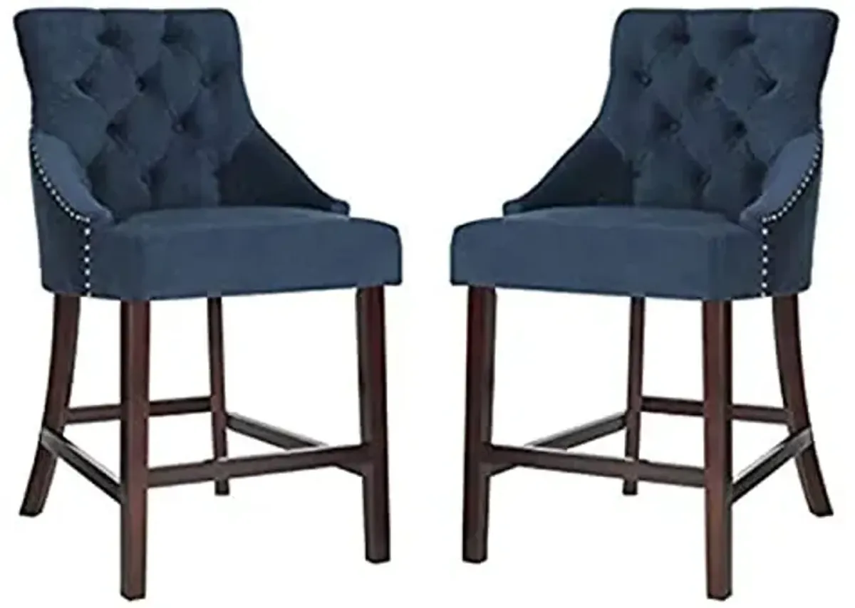 Safavieh Eleni Counter Stool, Navy/Espresso