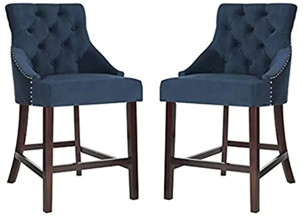 Safavieh Eleni Counter Stool, Navy/Espresso