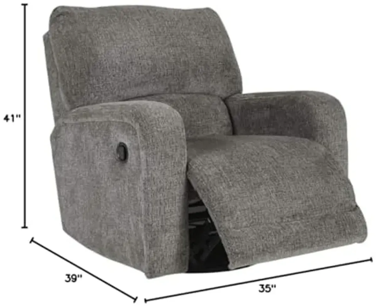 Signature Design by Ashley Wittlich Chenille 360-Degree Swivel Manual Recliner, Gray