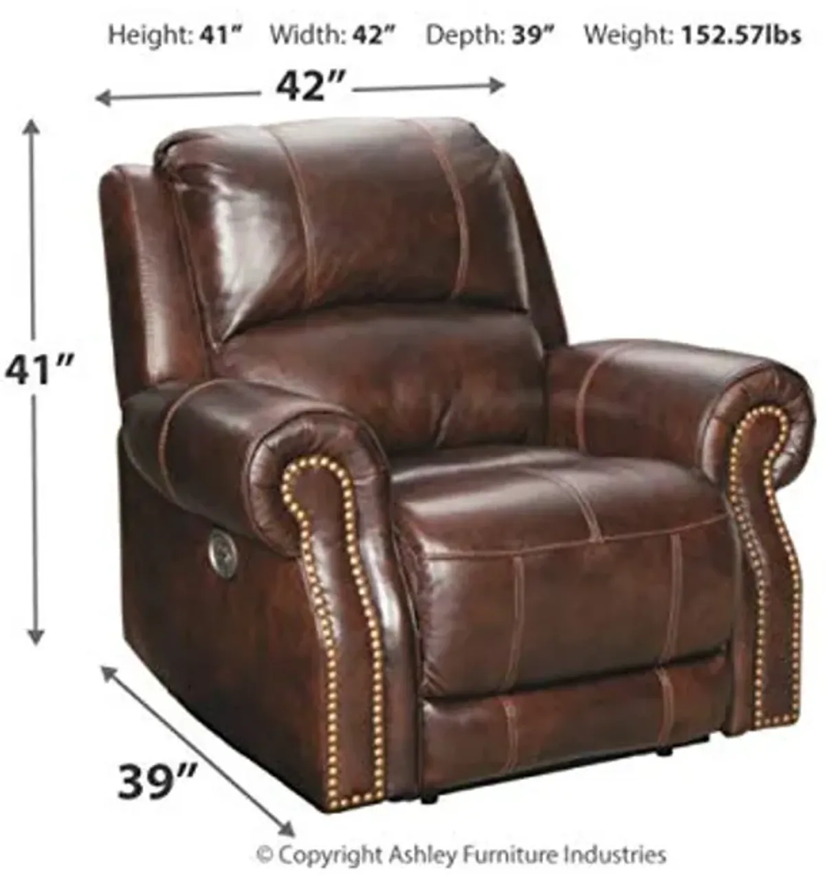 Signature Design by Ashley Buncrana Power Recliner with Adjustable Headrest, Brown