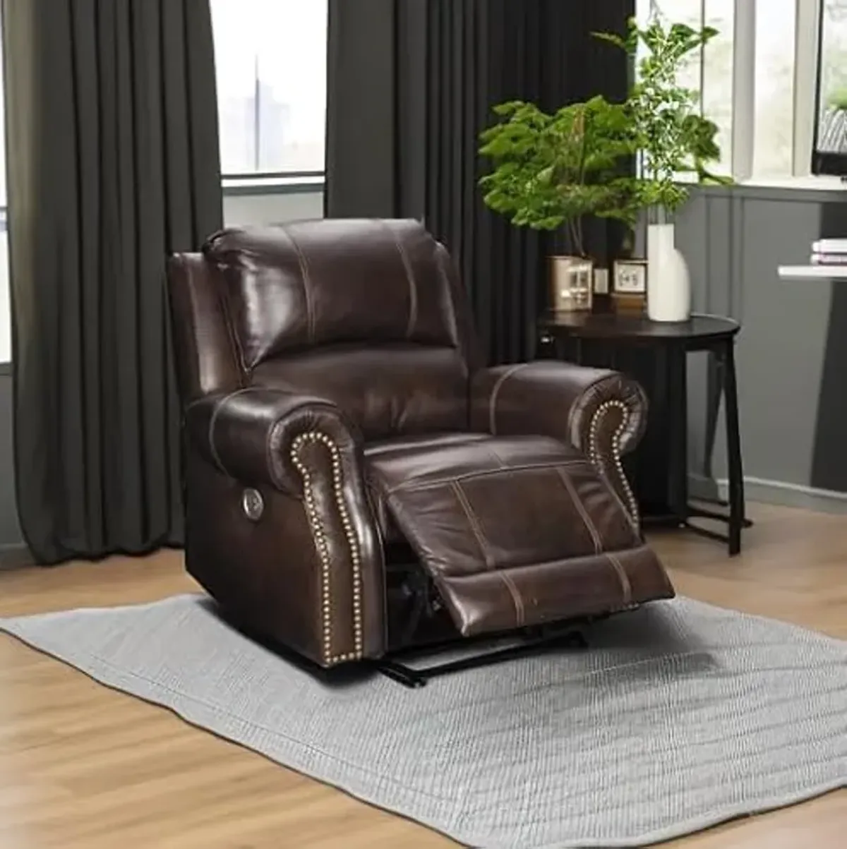 Signature Design by Ashley Buncrana Power Recliner with Adjustable Headrest, Brown