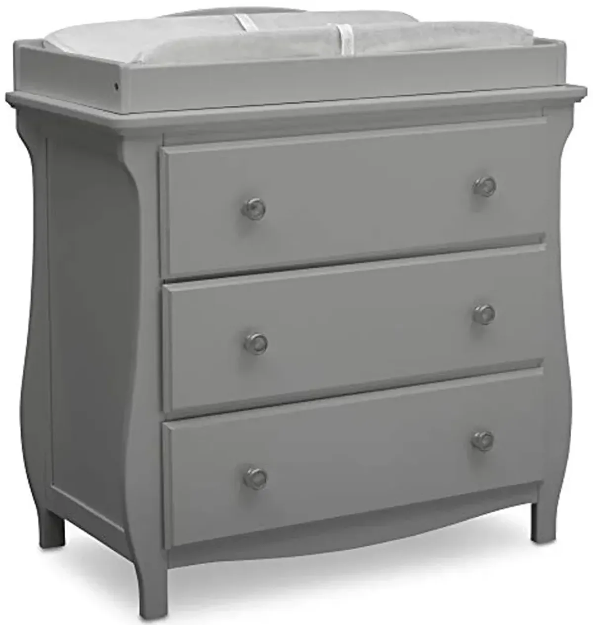 Delta Children Lancaster 3 Drawer Dresser with Changing Top, Greenguard Gold Certified, Grey