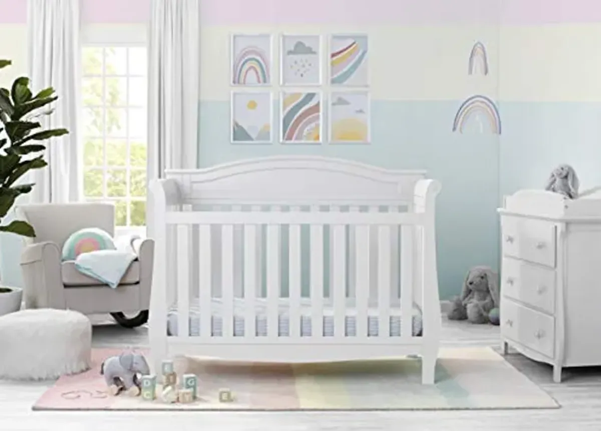 Delta Children Lancaster 4-in-1 Convertible Baby Crib, Bianca White