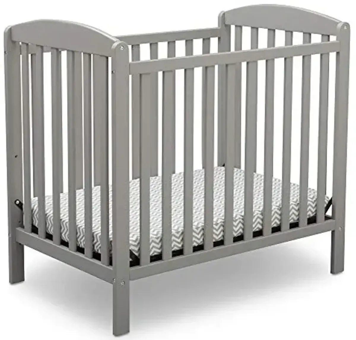 Delta Children Emery Mini Convertible Baby Crib with 2.75-inch Mattress, Grey