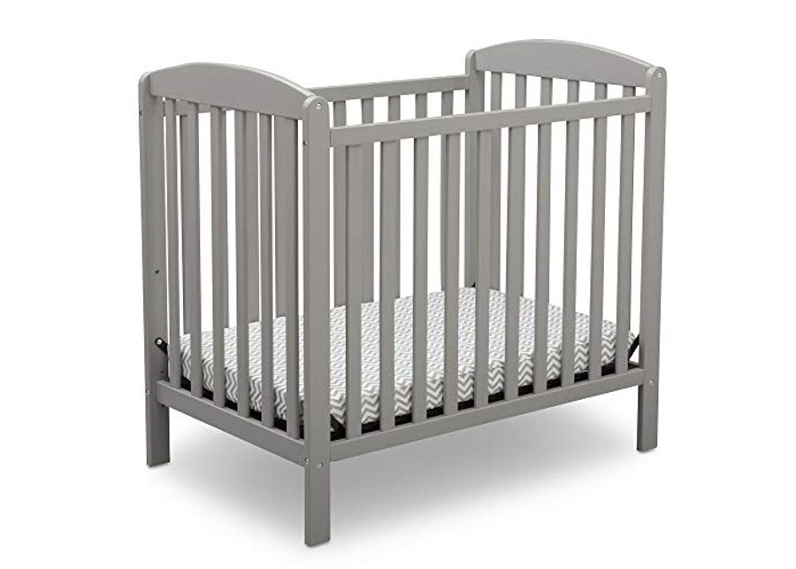 Delta Children Emery Mini Convertible Baby Crib with 2.75-inch Mattress, Grey