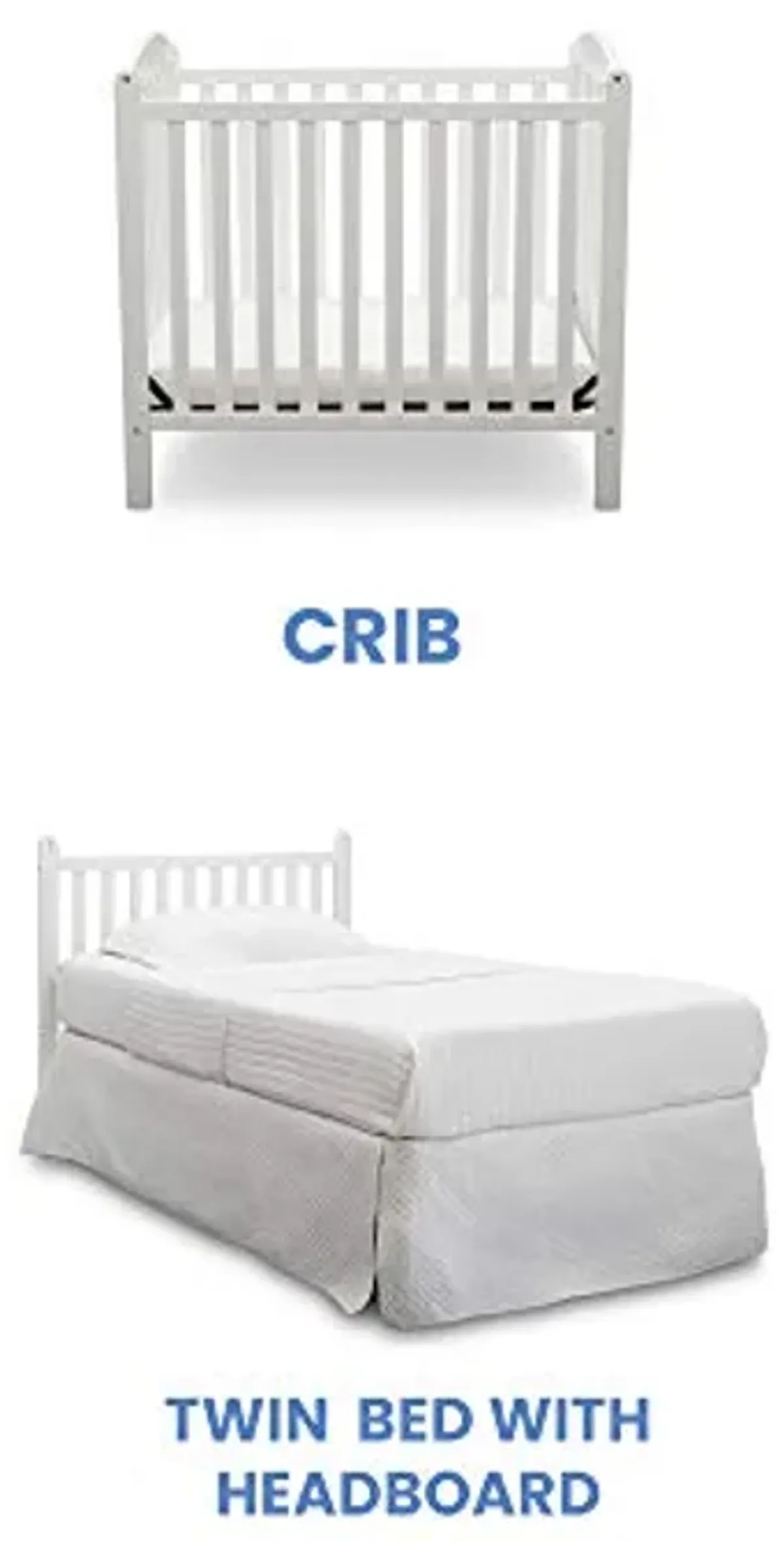 Delta Children Emery Mini Convertible Baby Crib with 2.75-inch Mattress, Bianca White