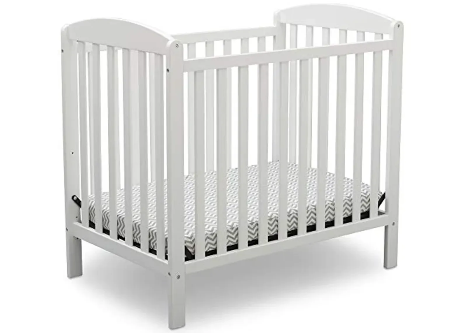 Delta Children Emery Mini Convertible Baby Crib with 2.75-inch Mattress, Bianca White