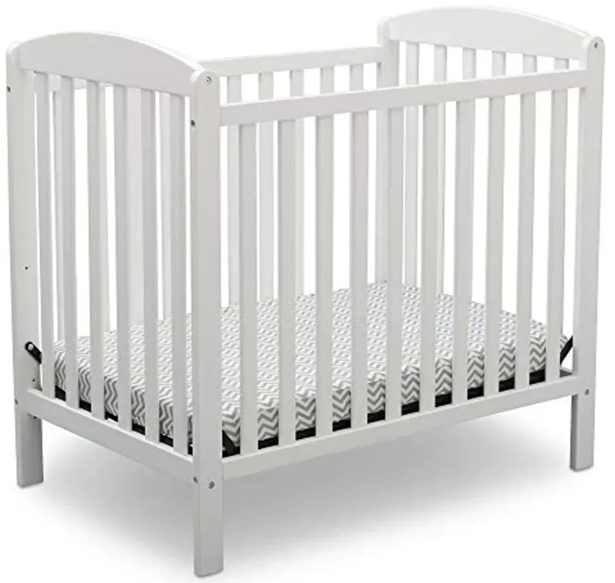 Delta Children Emery Mini Convertible Baby Crib with 2.75-inch Mattress, Bianca White