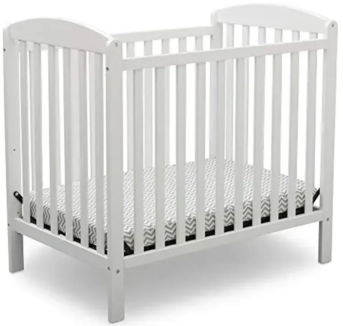 Delta Children Emery Mini Convertible Baby Crib with 2.75-inch Mattress, Bianca White