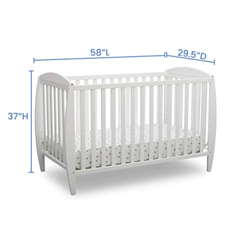 Delta Children Twinkle 4-in-1 Convertible Baby Crib, Easy to Assemble, Sustainable New Zealand Wood, JPMA Certified, White