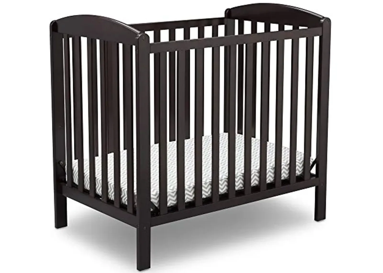 Delta Children Emery Mini Convertible Baby Crib with 2.75-inch Mattress, Dark Chocolate