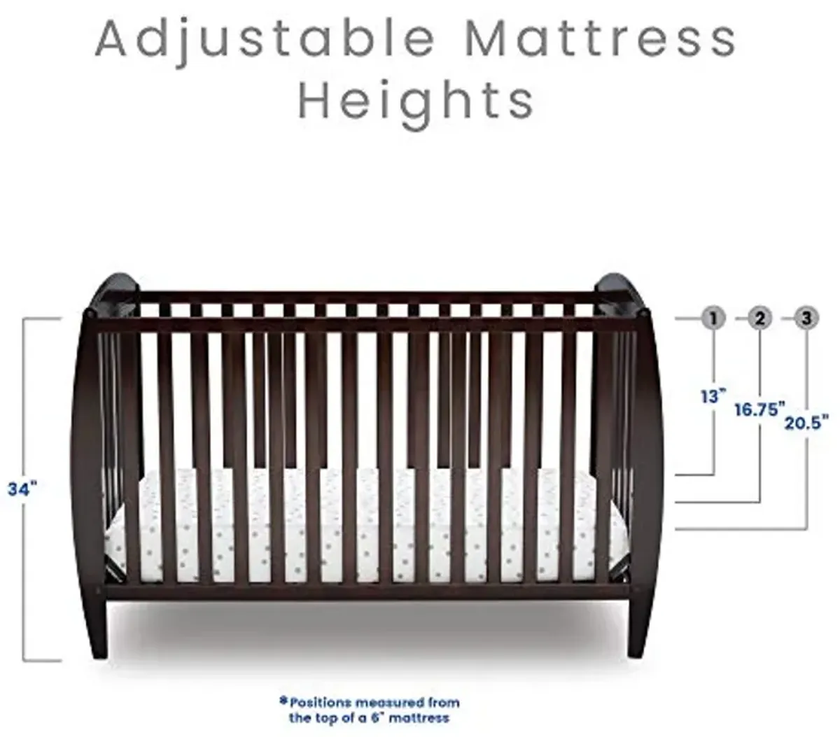 Delta Children Taylor 4-in-1 Convertible Baby Crib, Easy to Assemble, Sustainable New Zealand Wood, JPMA Certified, Dark Chocolate