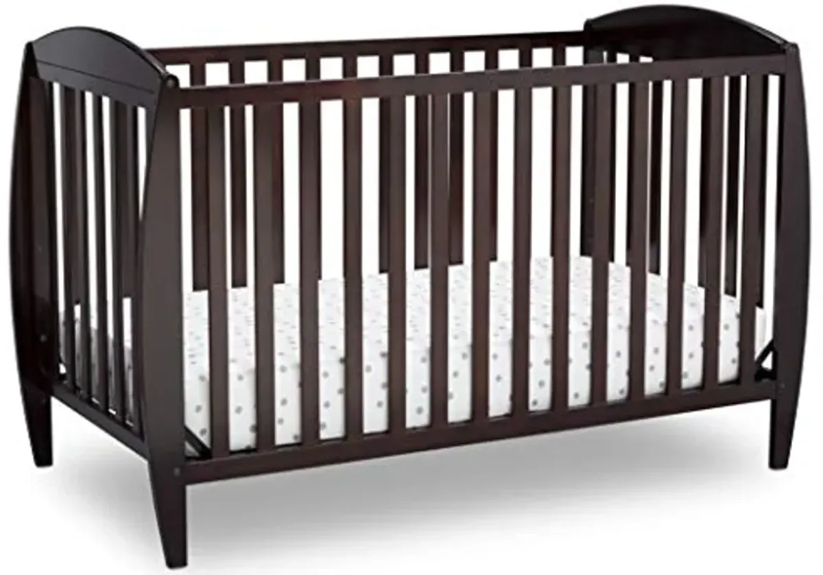 Delta Children Taylor 4-in-1 Convertible Baby Crib, Easy to Assemble, Sustainable New Zealand Wood, JPMA Certified, Dark Chocolate