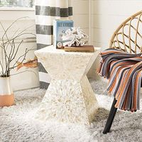 Safavieh Home Calypso Multi and Beige Faux Mother of Pearl Sunburst Mosaic Stool