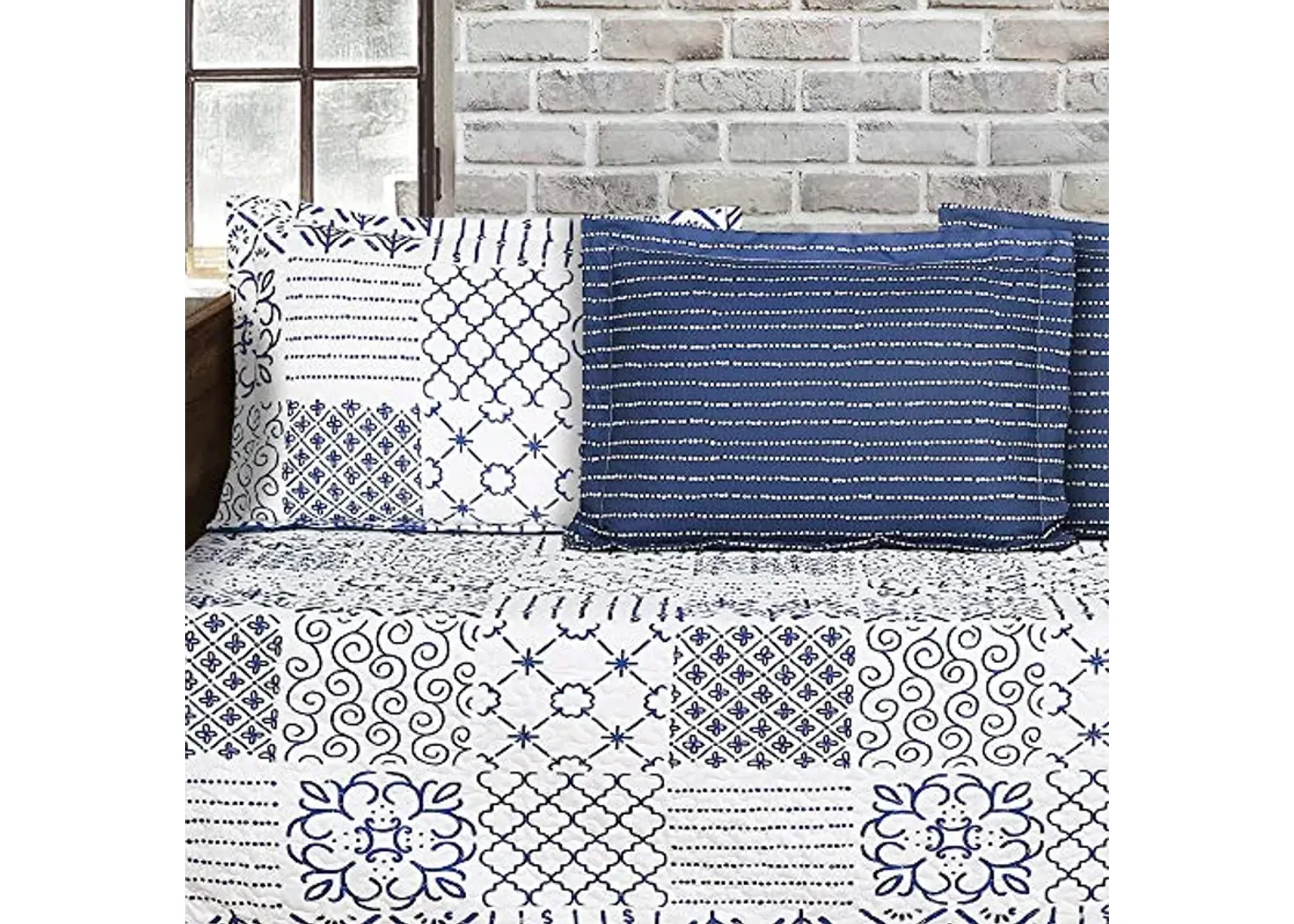 Lush Decor Blue Daybed Monique 6 Piece Cover Set, 39"x75"