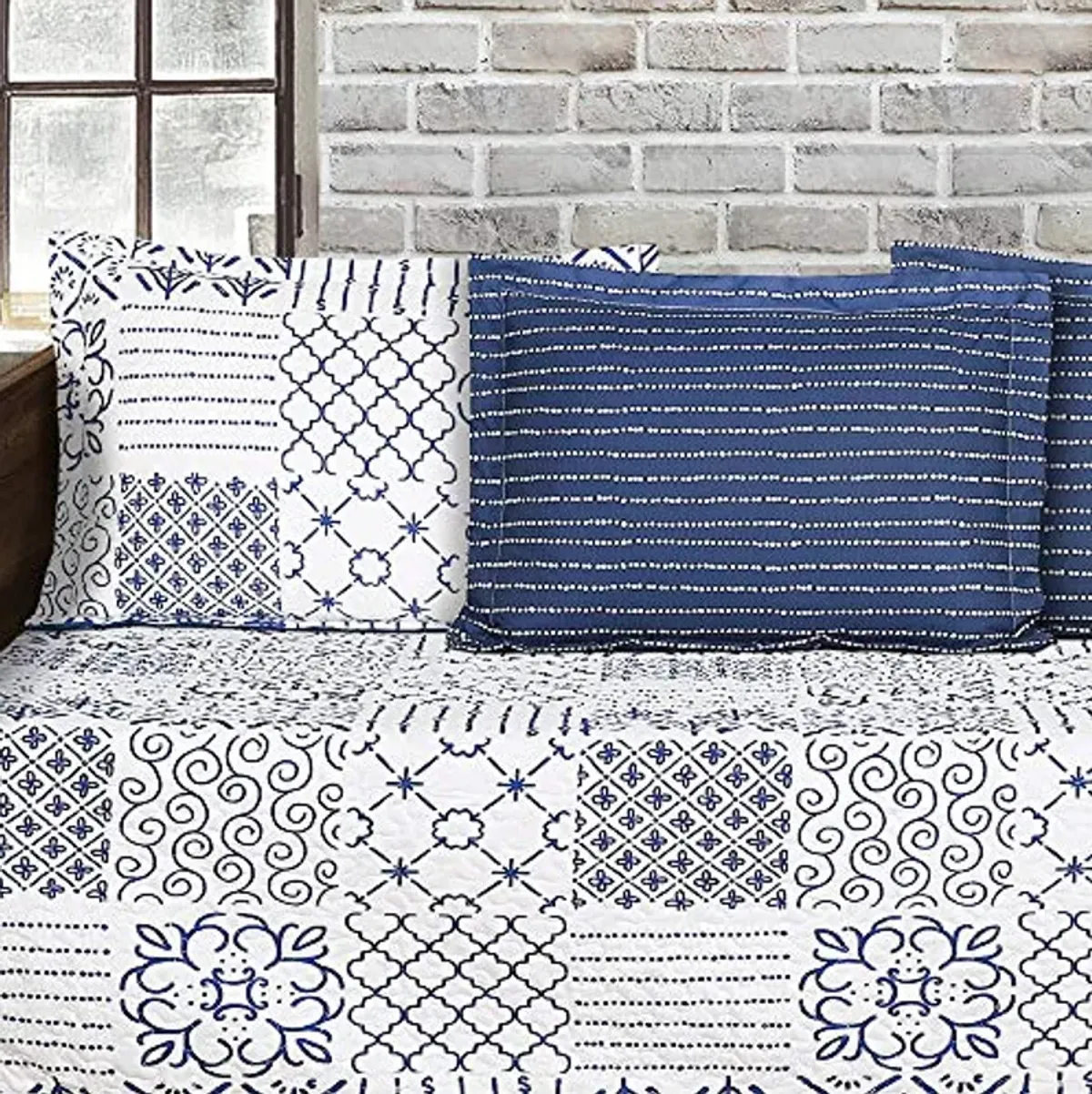 Lush Decor Blue Daybed Monique 6 Piece Cover Set, 39"x75"