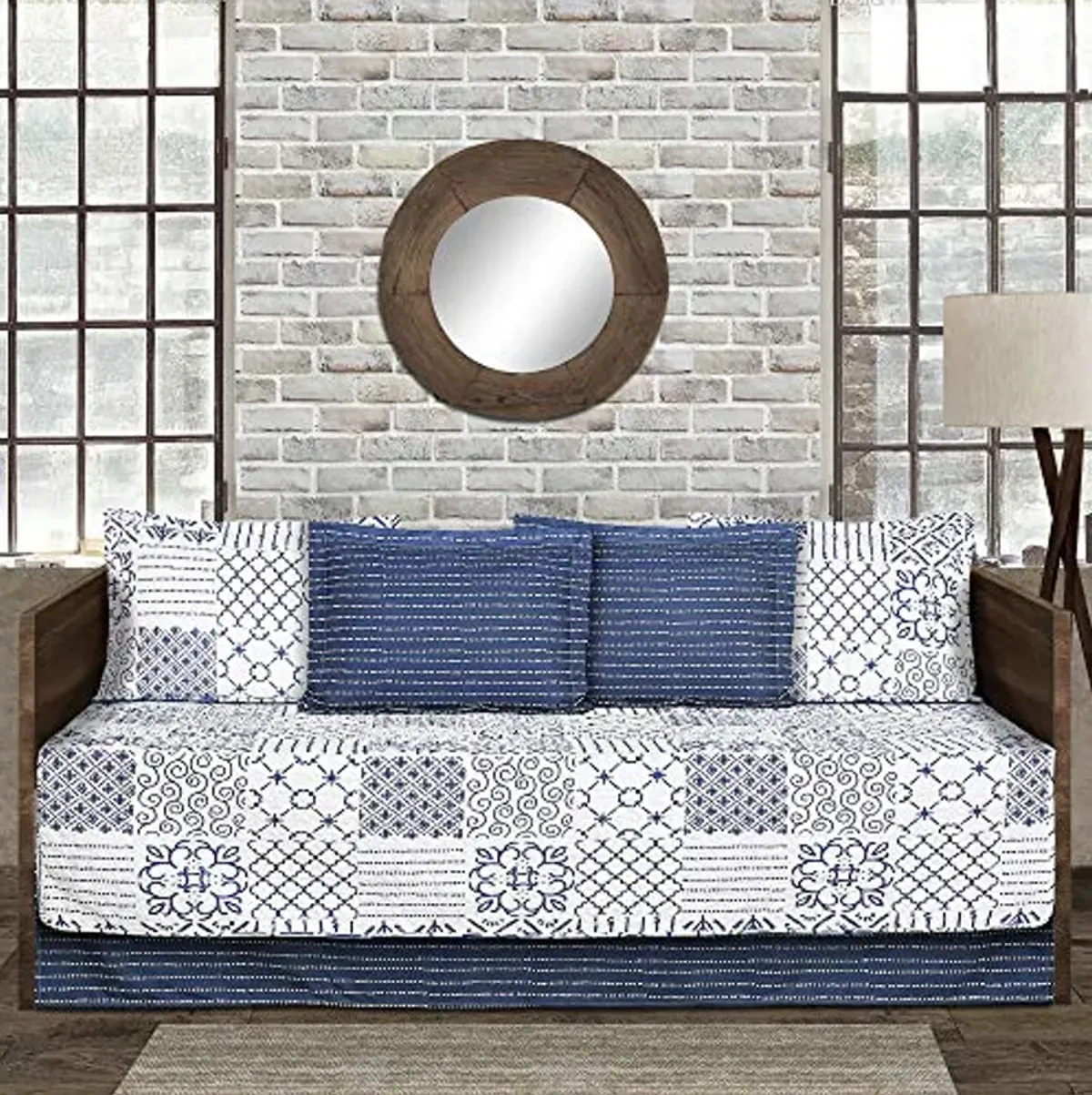 Lush Decor Blue Daybed Monique 6 Piece Cover Set, 39"x75"