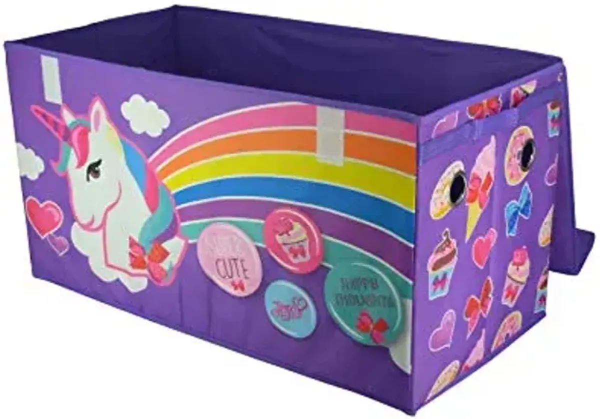 Idea Nuova JoJo Siwa Collapsible Children’s Toy Storage Trunk, Durable with Lid, Purple