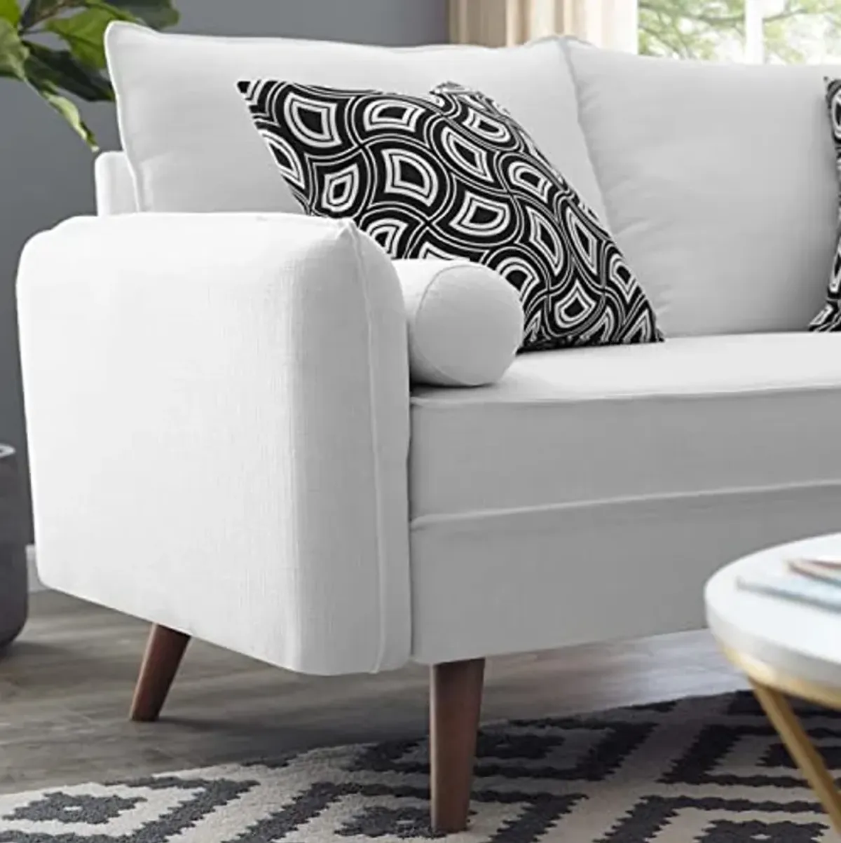 Modway Revive Contemporary Modern Fabric Upholstered Loveseat In White