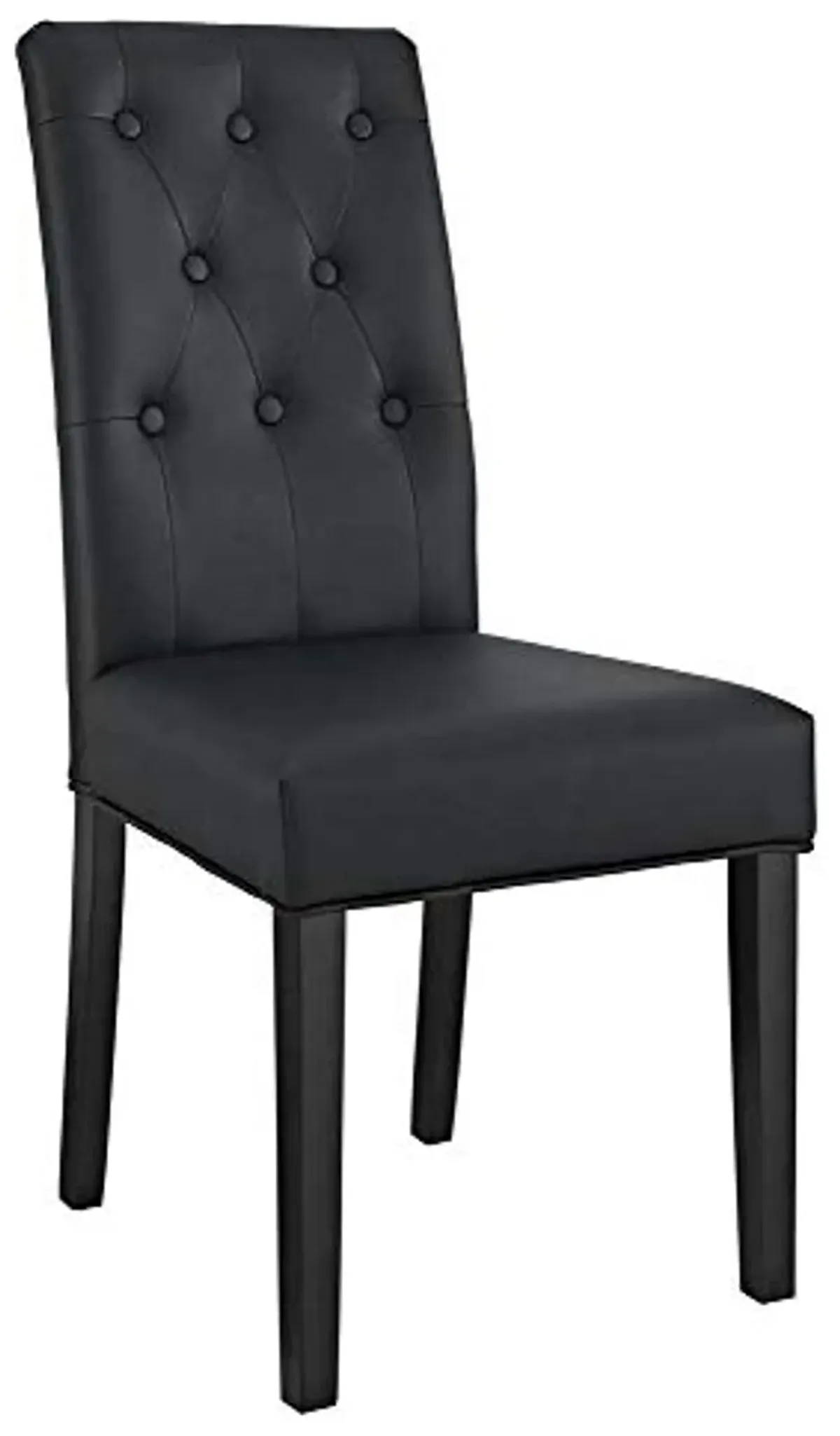 Modway Confer Modern Tufted Faux Leather Upholstered Parsons Two Dining Chairs in Black