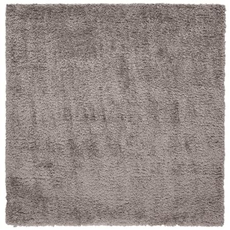 SAFAVIEH Madrid Shag Collection 6'7" Square Charcoal MDG256H Solid Non-Shedding Living Room Bedroom Dining Room Entryway Plush 1.6-inch Thick Area Rug