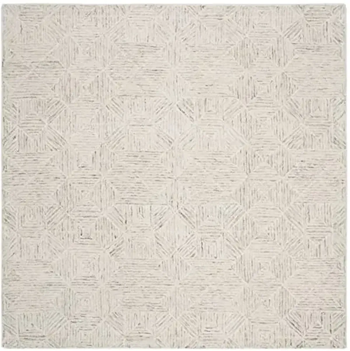 SAFAVIEH Abstract Collection Area Rug - 6' Square, Ivory & Light Blue, Handmade Wool, Ideal for High Traffic Areas in Living Room, Bedroom (ABT763J)