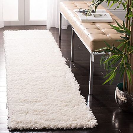 SAFAVIEH Madrid Shag Collection 8' x 10' Ivory MDG256A Solid Non-Shedding Living Room Bedroom Dining Room Entryway Plush 1.6-inch Thick Area Rug
