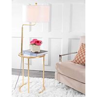 Safavieh FLL4021A Lighting Collection Crispin Side Table Gold Leaf Floor Lamp, White