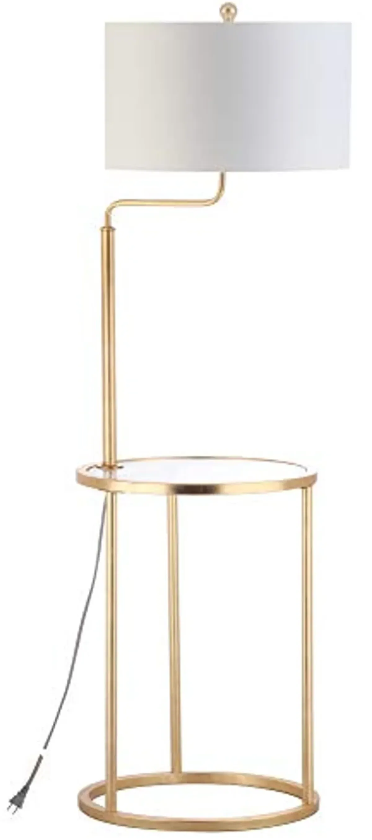 Safavieh FLL4021A Lighting Collection Crispin Side Table Gold Leaf Floor Lamp, White