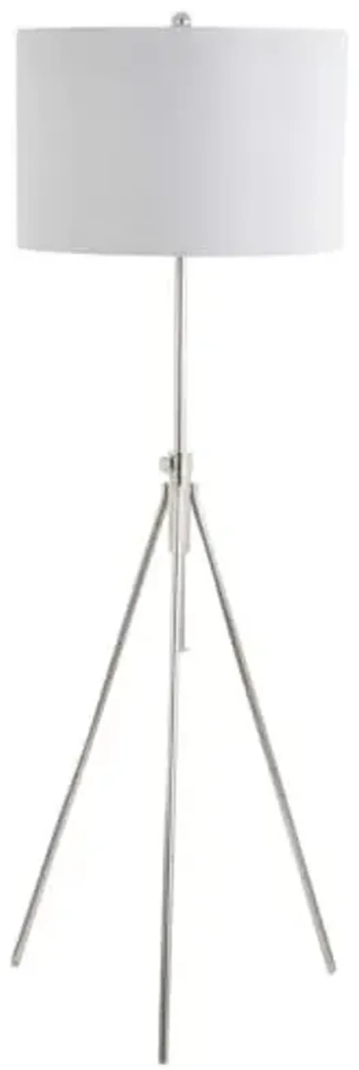 SAFAVIEH FLL4007B Lighting Collection Cipriana Nickel Floor Lamp, 0, Silver/White