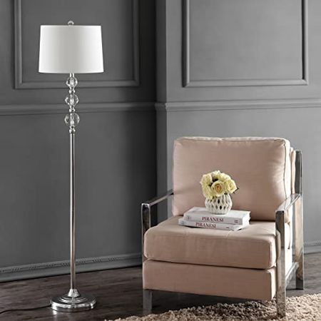 SAFAVIEH Lighting Collection Venezia Clear Crystal/ Chrome 61-inch Living Room Bedroom Home Office Standing Floor Lamp (LED Bulb Included)