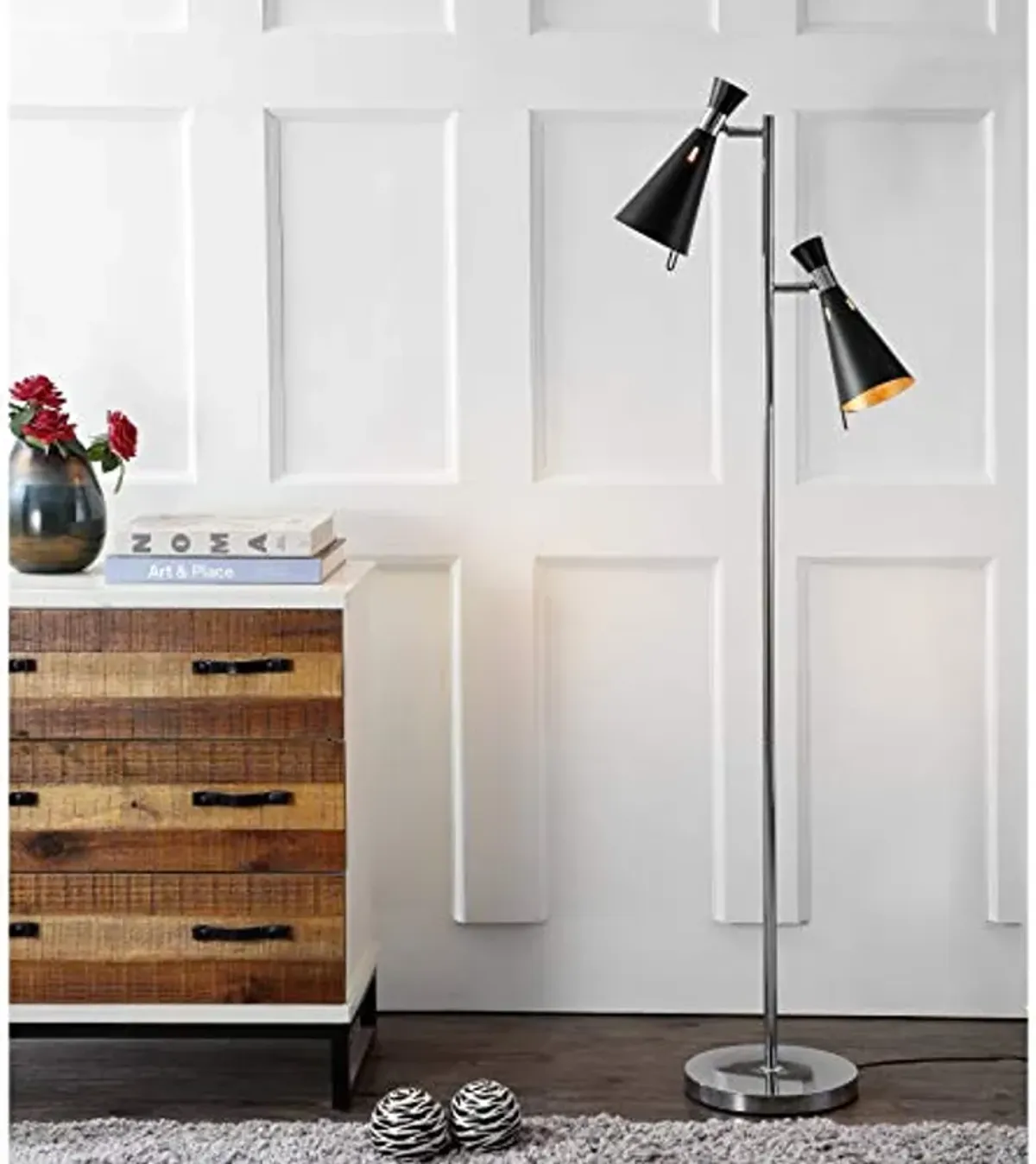 Safavieh FLL4004A Lighting Collection Efisio Chrome Floor Lamp