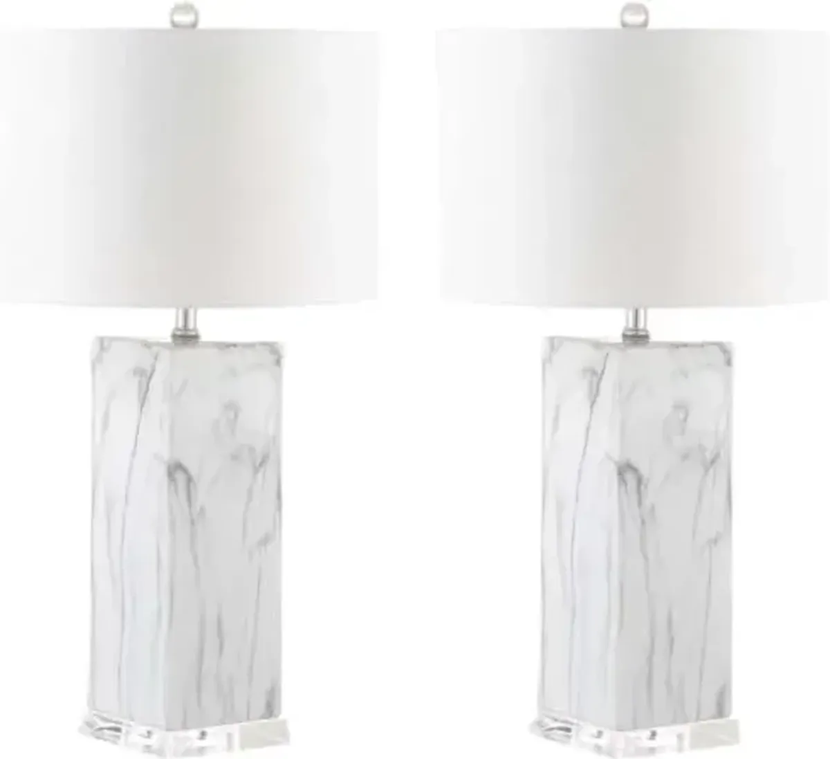 SAFAVIEH Lighting Collection Olympia Modern Contemporary Black/ White Marble Ceramic 29-inch Bedroom Living Room Home Office Desk Nightstand Table Lamp Set of 2 (LED Bulbs Included)