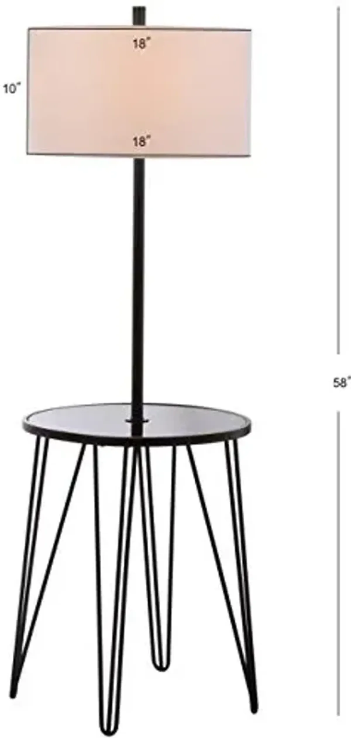 Safavieh FLL4010A Lighting Collection Ciro 58" Side Table Black Floor Lamp, Metal