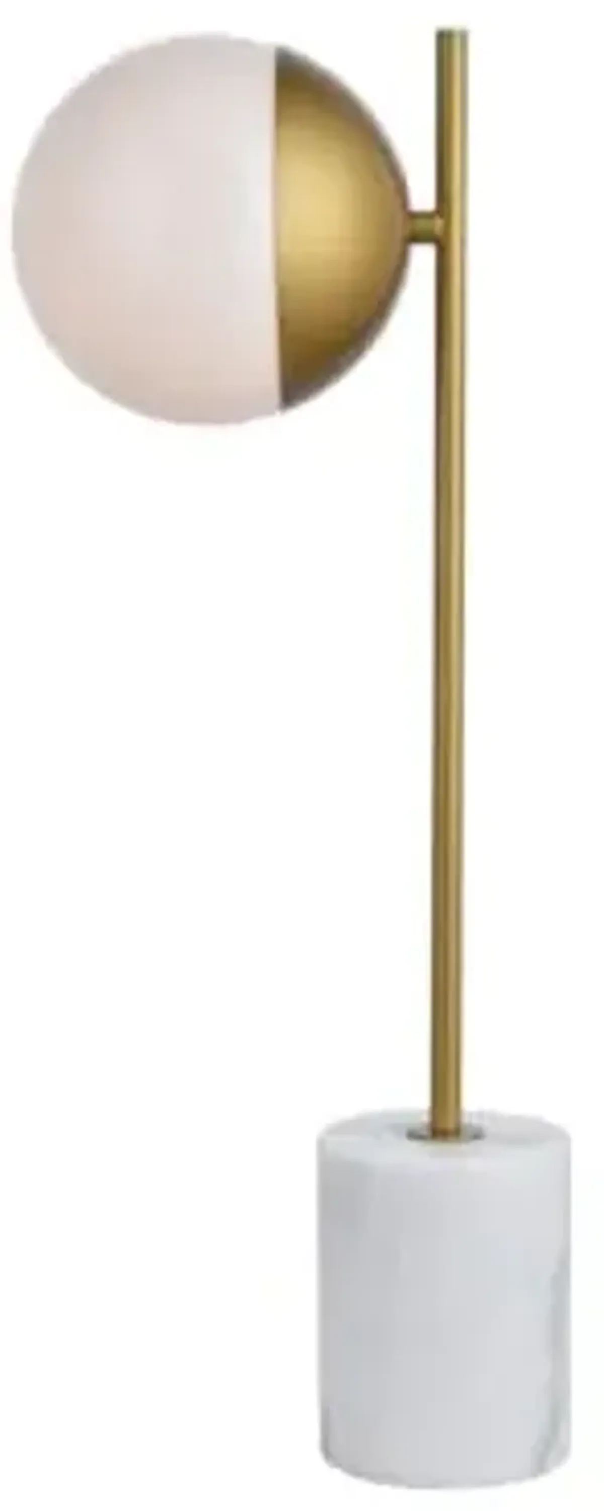 Living District Eclipse 1 Light Brass Table Lamp with Frosted White Glass