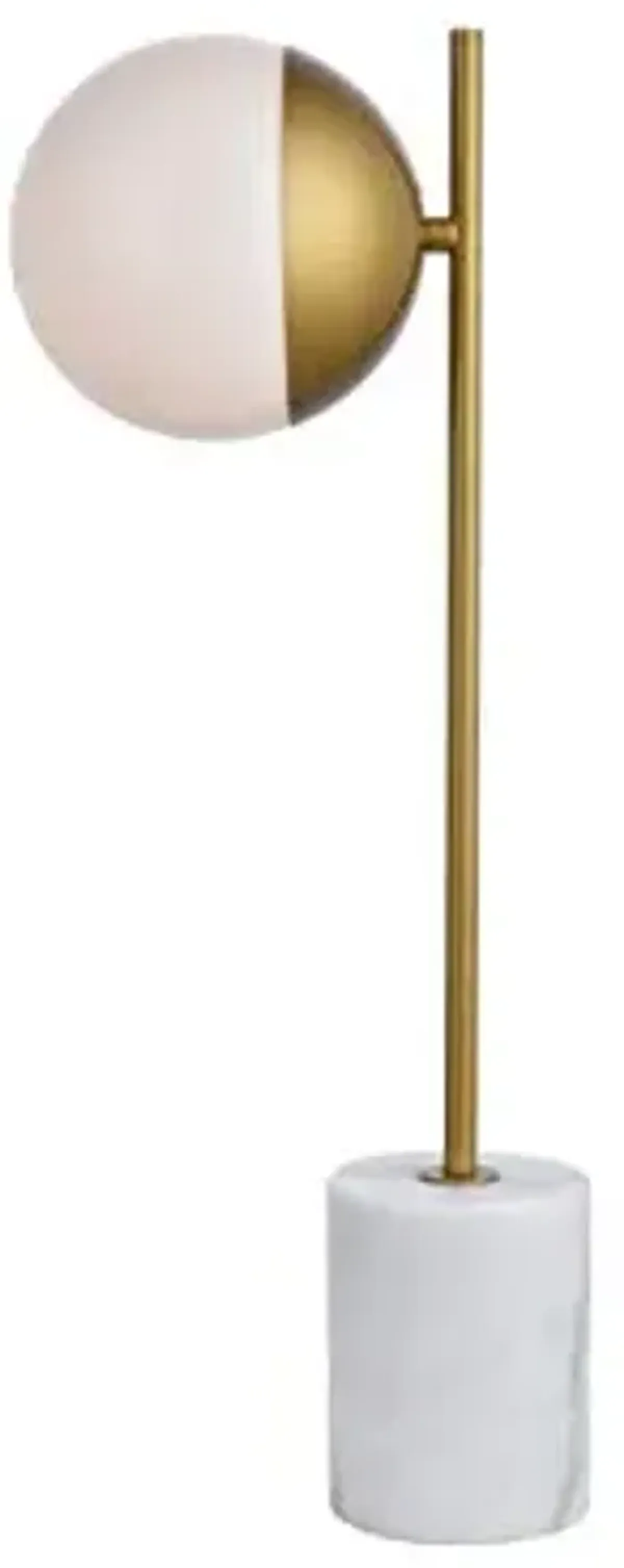Living District Eclipse 1 Light Brass Table Lamp with Frosted White Glass