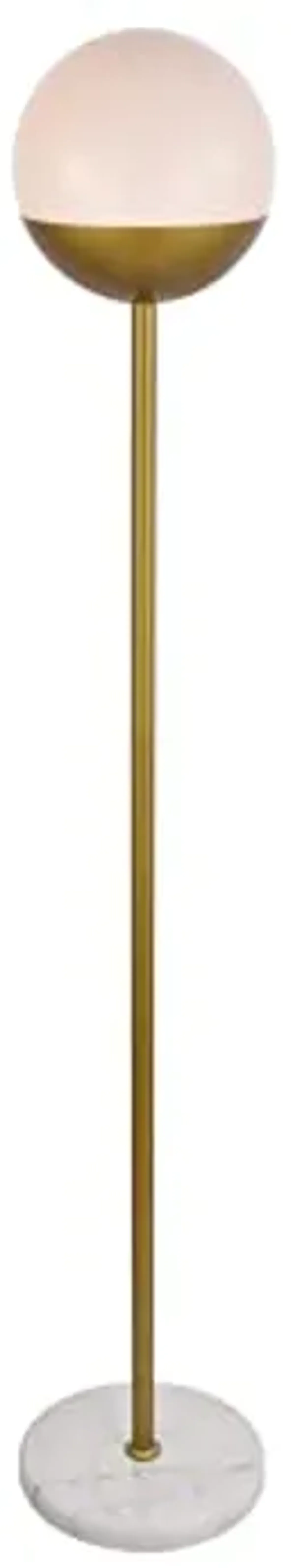 Living District Eclipse 1-Light Metal & Glass Floor Lamp in Brass/Frosted White