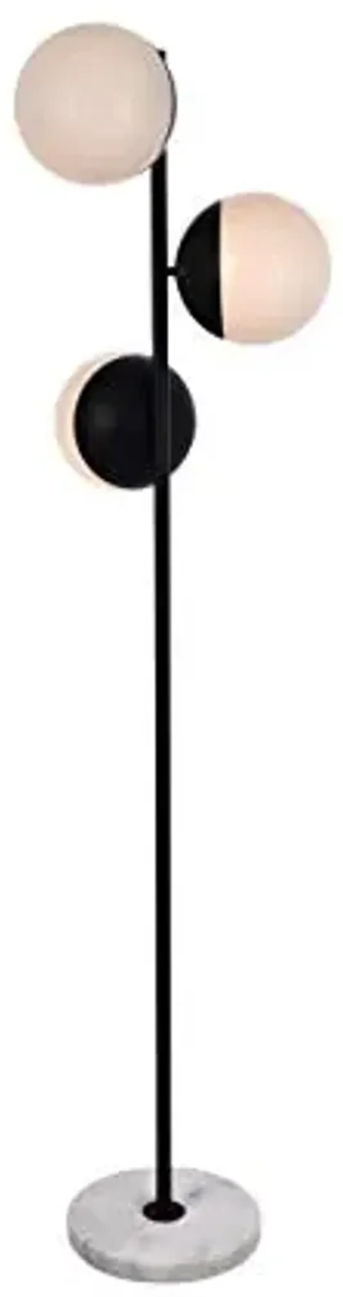 Living District Indoor Modern Home Decor Bright Eclipse 3 Lights Black Floor Lamp with Frosted White Glass