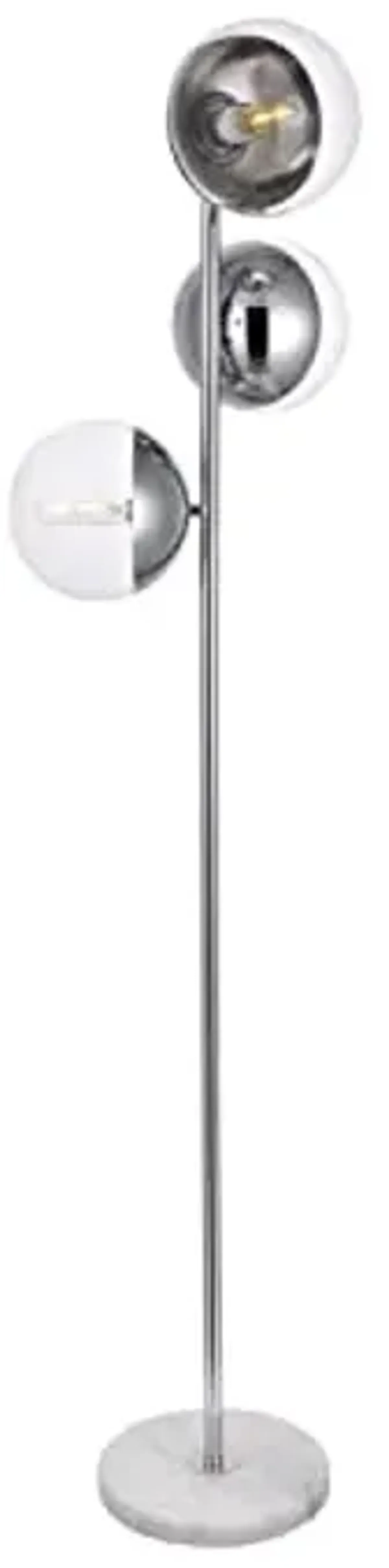 Living District Eclipse 3 Lights Chrome Floor Lamp with Clear Glass