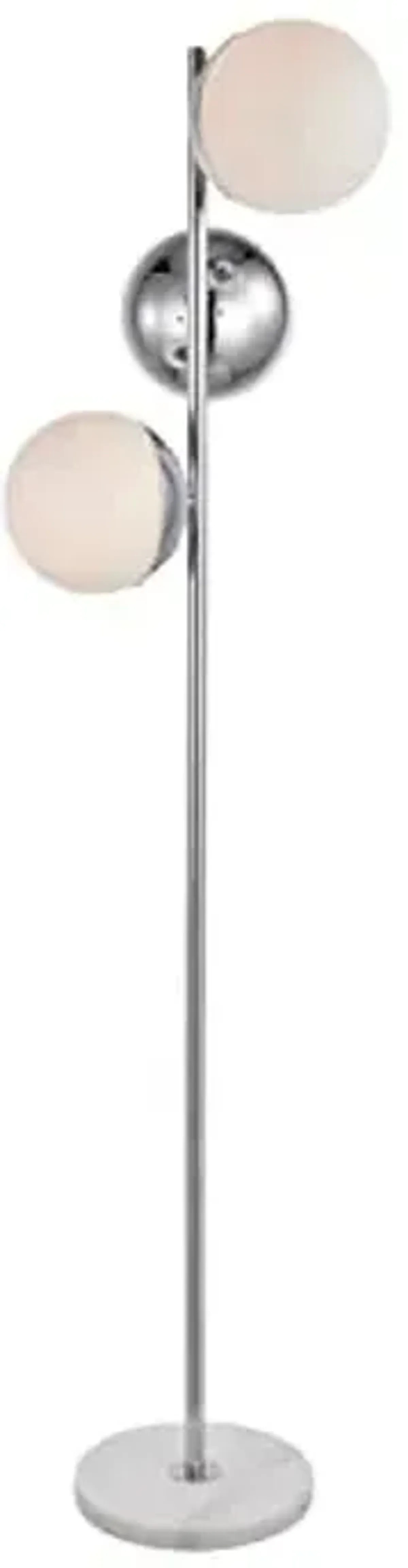 Living District Eclipse 3-Light Metal & Glass Floor Lamp in Chrome/Frosted White