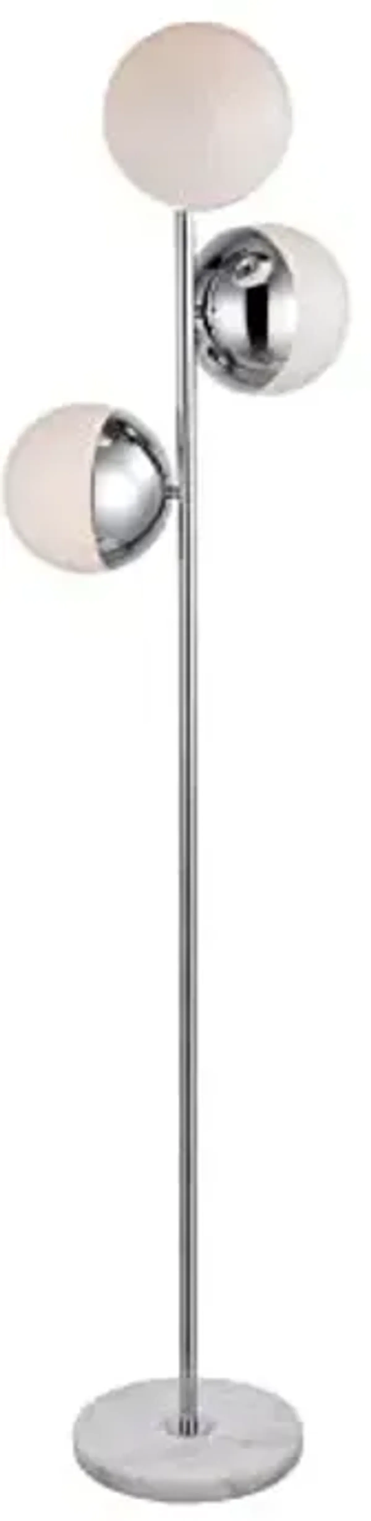 Living District Eclipse 3-Light Metal & Glass Floor Lamp in Chrome/Frosted White