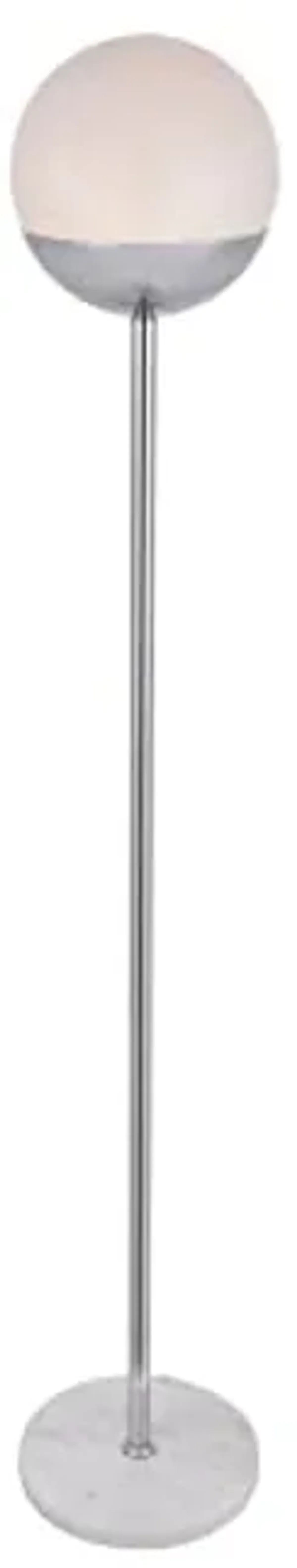 Living District Eclipse 1-Light Metal & Glass Floor Lamp in Chrome/Frosted White