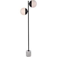 Living District Eclipse 2 Lights Black Floor Lamp with Frosted White Glass