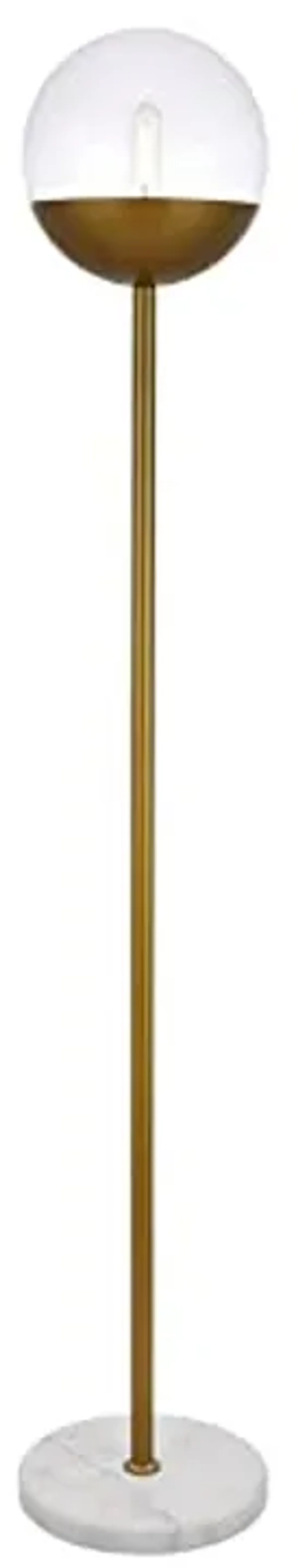 Living District Eclipse 1-Light Metal & Glass Floor Lamp in Brass/Clear