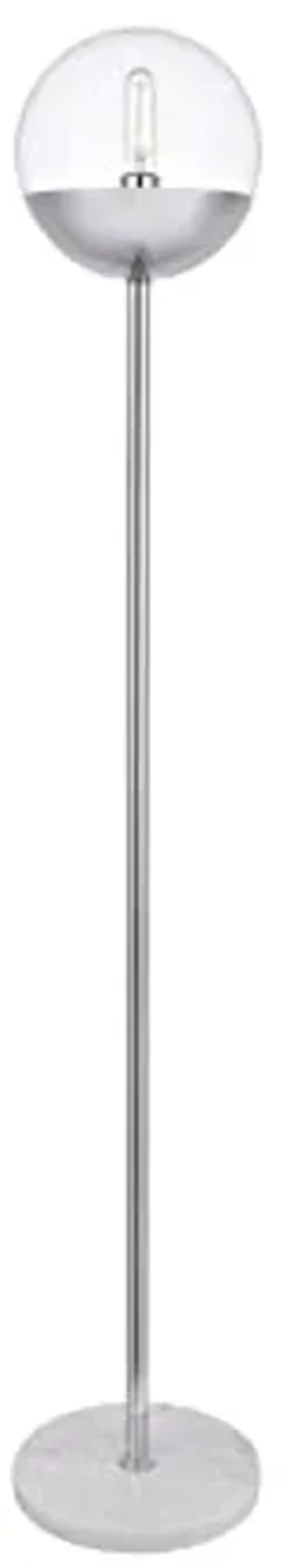 Living District Eclipse 1-Light Metal & Glass Floor Lamp in Chrome/Clear