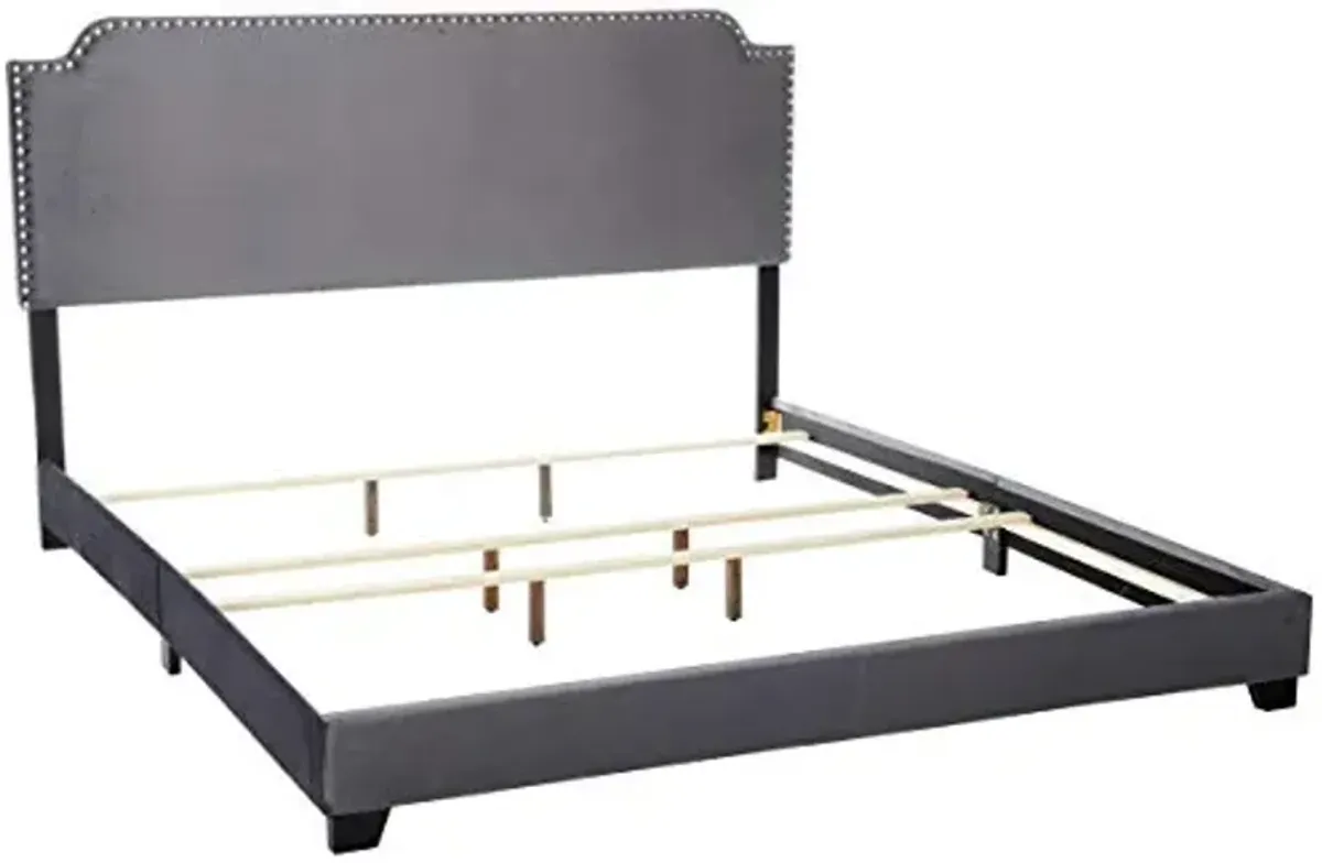 Baxton Studio Beds (Need box spring), King, Dark Grey