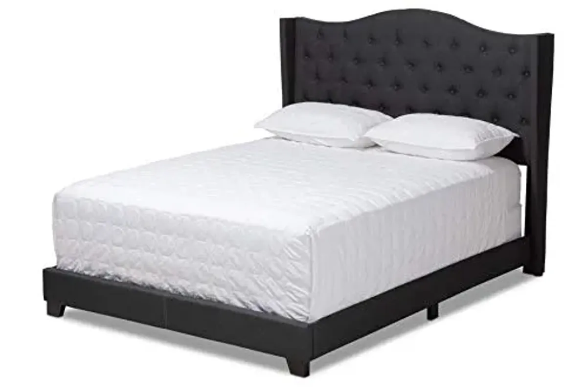 Baxton Studio Beds (Need box spring), Queen, Charcoal Grey