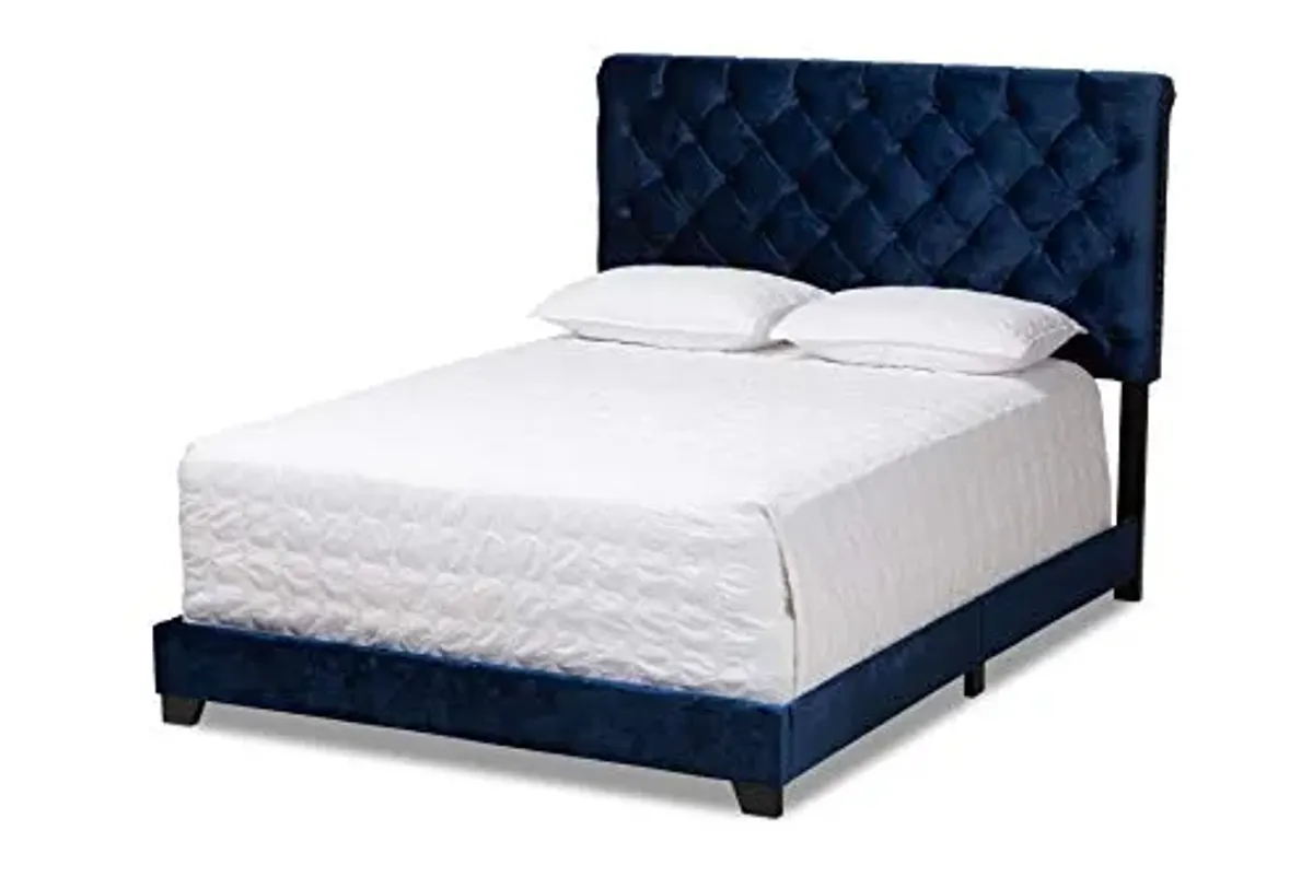 Baxton Studio Beds (Need box spring), Full, Navy Blue