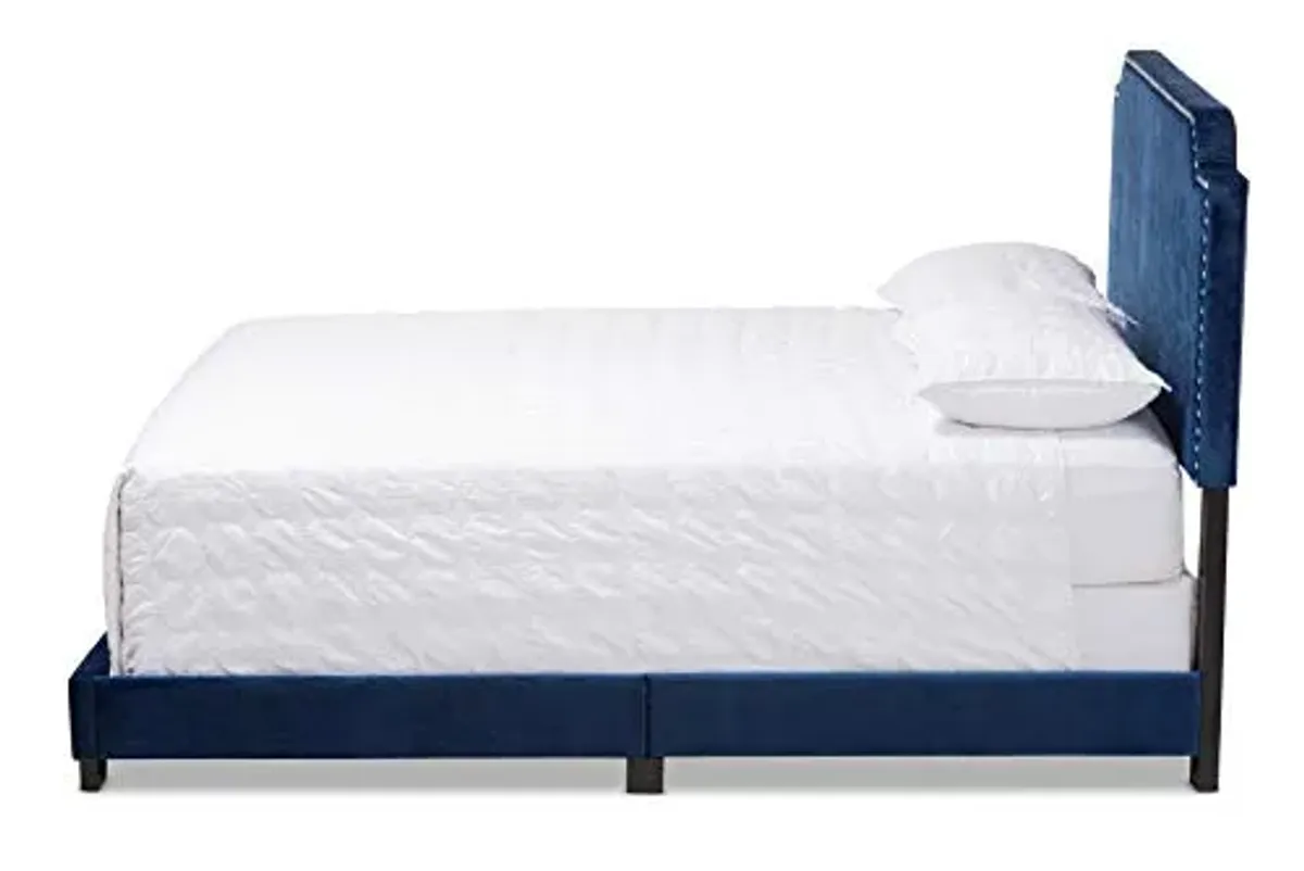 Baxton Studio Beds (Need box spring), Full, Navy Blue