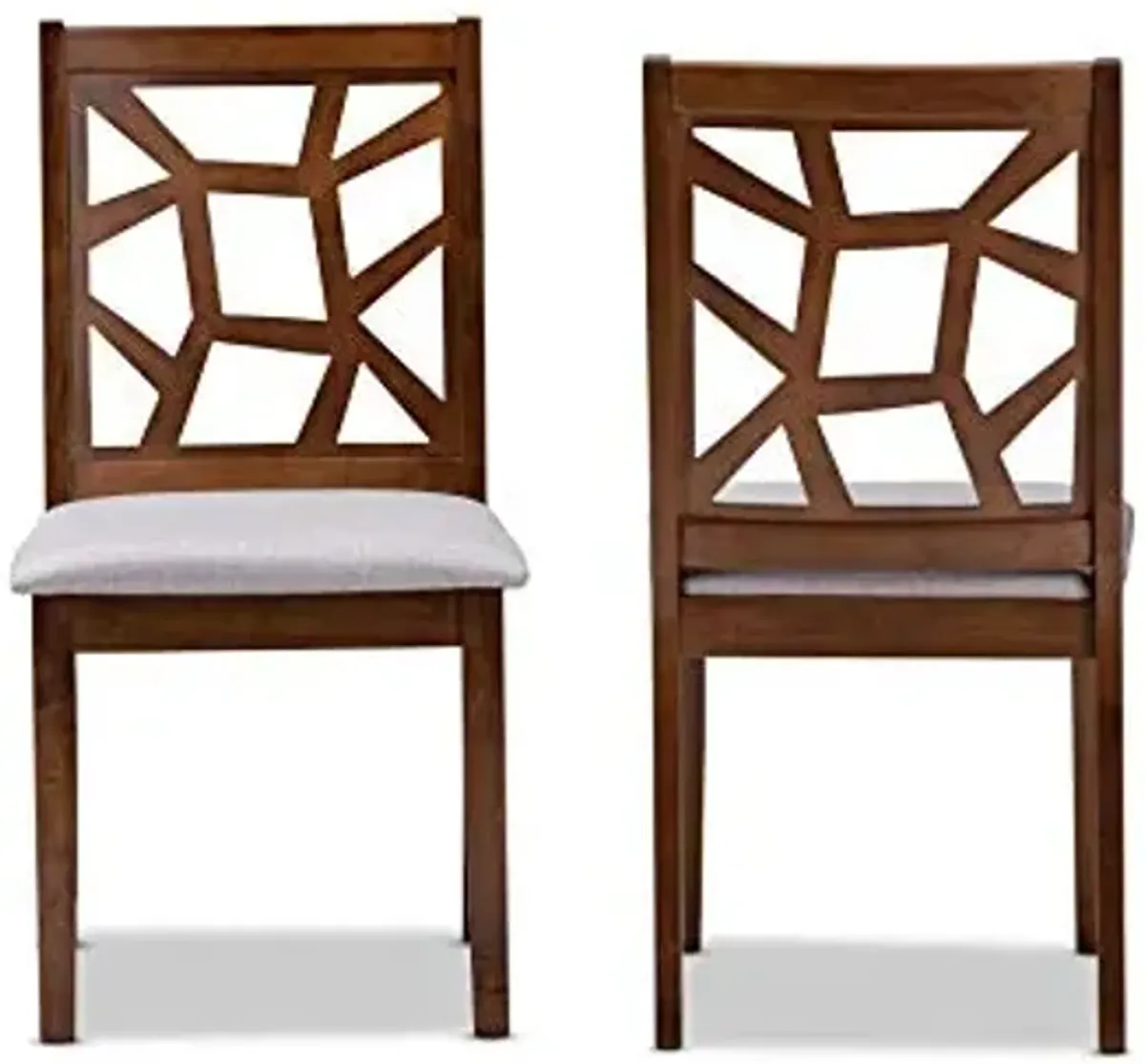 Baxton Studio Abilene Mid-Century Grey Fabric Upholstered and Walnut Brown Finished Dining Chair